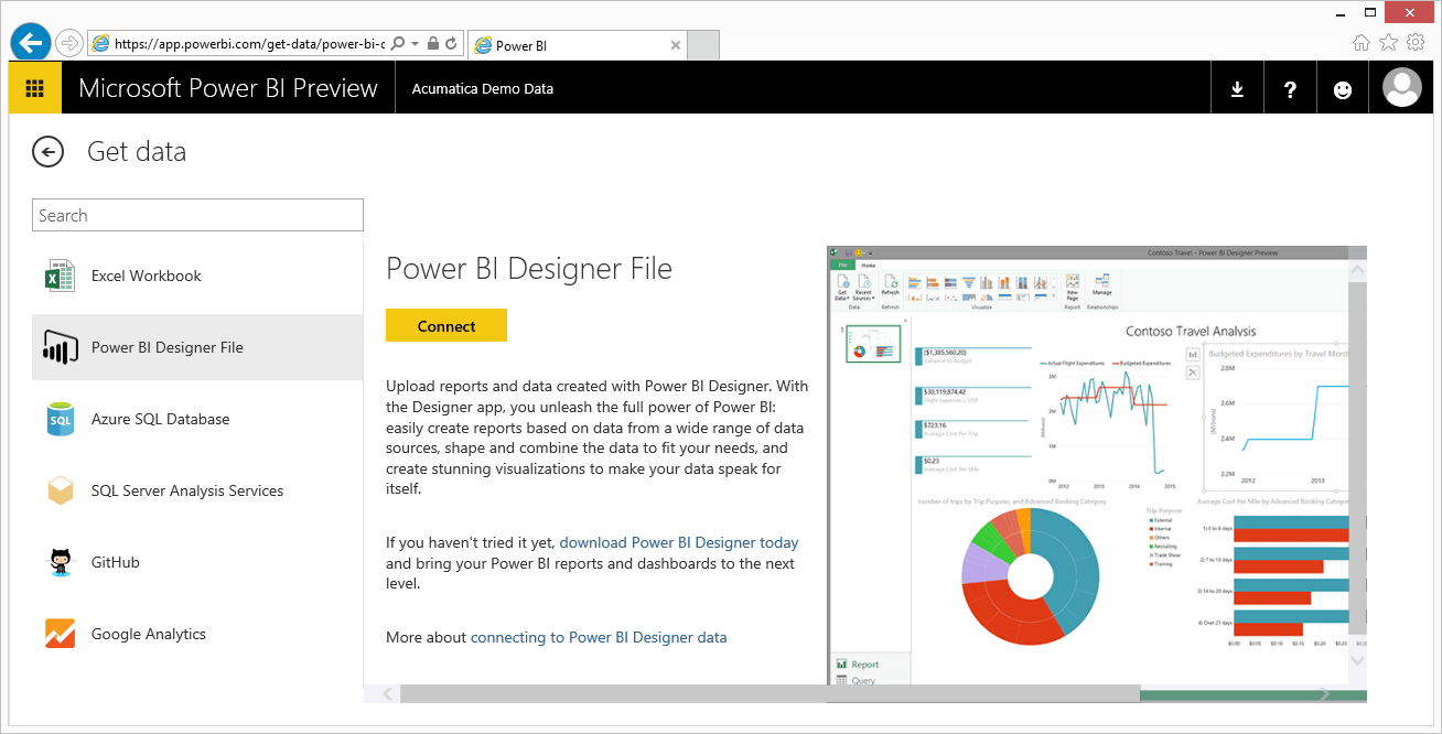 Aperçu du fichier Power BI Designer