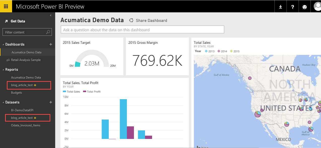 Écran d’aperçu Power BI