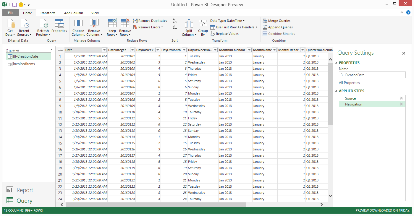 Volet Étapes appliquées de Power BI