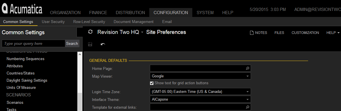 Vous pouvez utiliser des modèles pour modifier l’apparence d’Acumatica