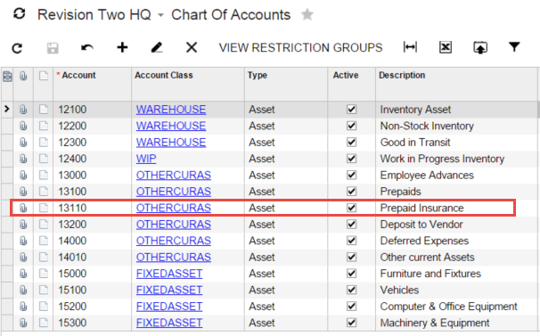 Dépenses reportées et payées d’avance dans le logiciel infonuagique ERP Acumatica