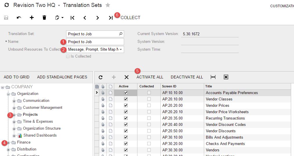 Modification des étiquettes de champ dans Acumatica