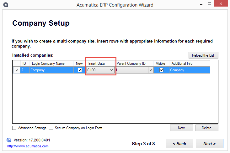 Configuration de l’entreprise