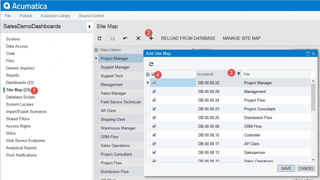 SalesDemoDashboards - Ajouter des fichiers de plan de site