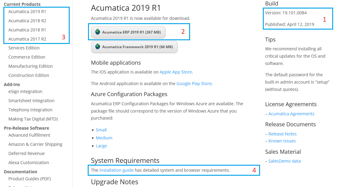 Portail Acumatica - Liens vers les produits