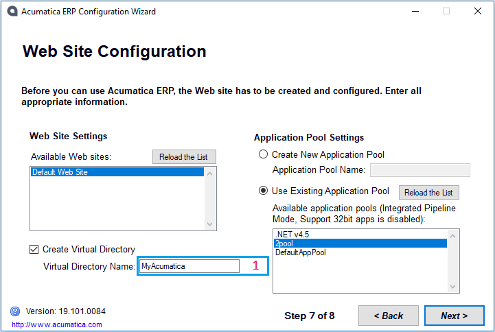 Configuration du site Web.