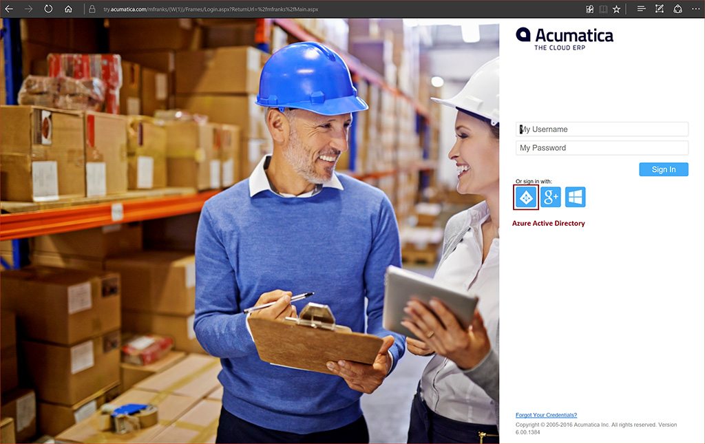 Acumatica Cloud ERP Login - Nom d’utilisateur et mot de passe