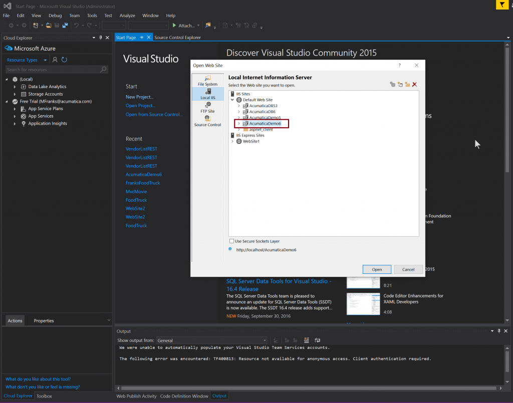 Chargements de Visual Studio