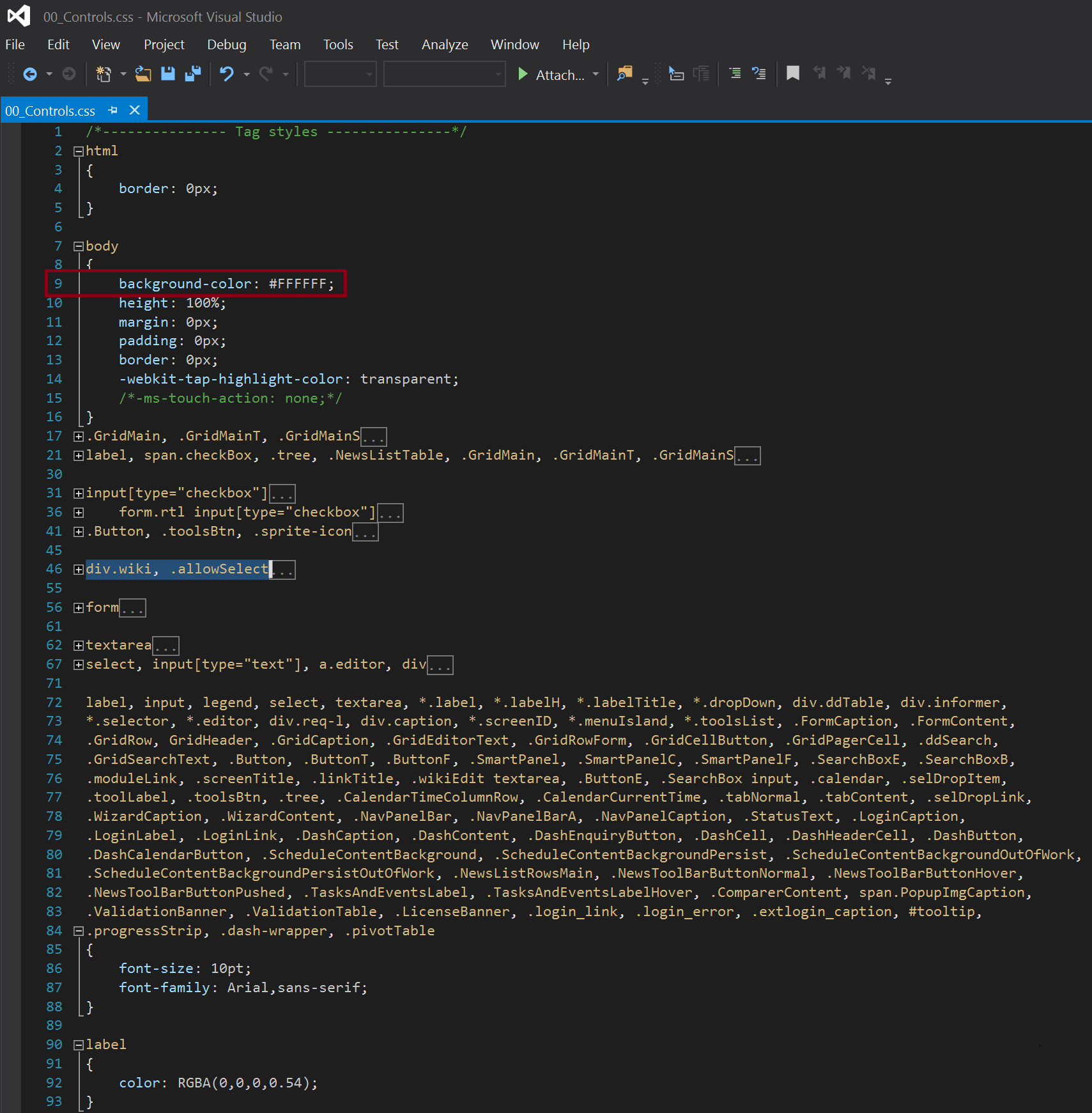 Exemple de contrôles.css - Microsoft Visual Studio