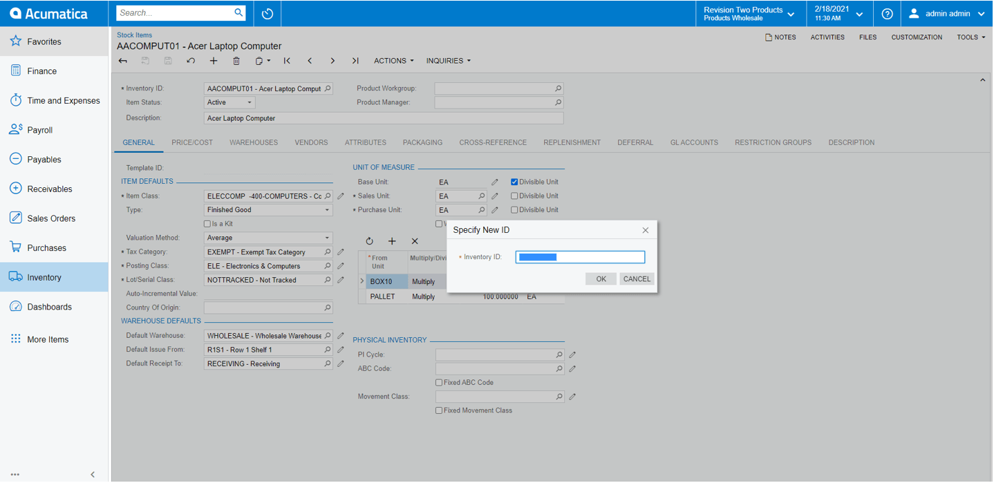 SS-02 Comment utiliser l’action Modifier l’ID dans Acumatica