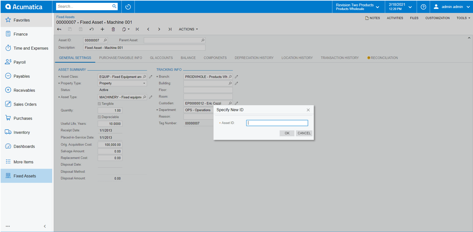 SS-05 Comment utiliser l’action Modifier l’ID dans Acumatica