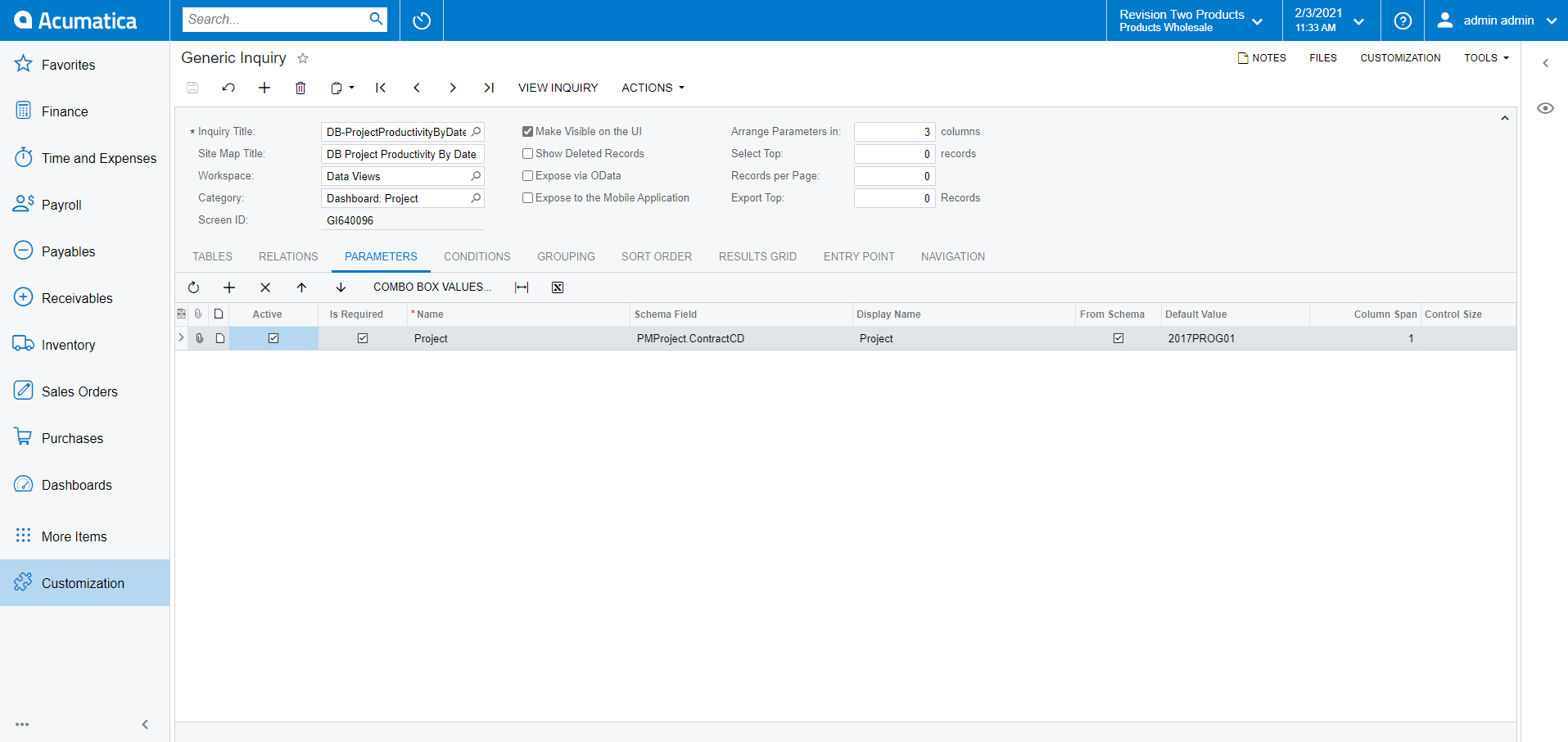 SS03-GI Comment utiliser Acumatica Generic Inquiry Row Styles avec des valeurs agrégées