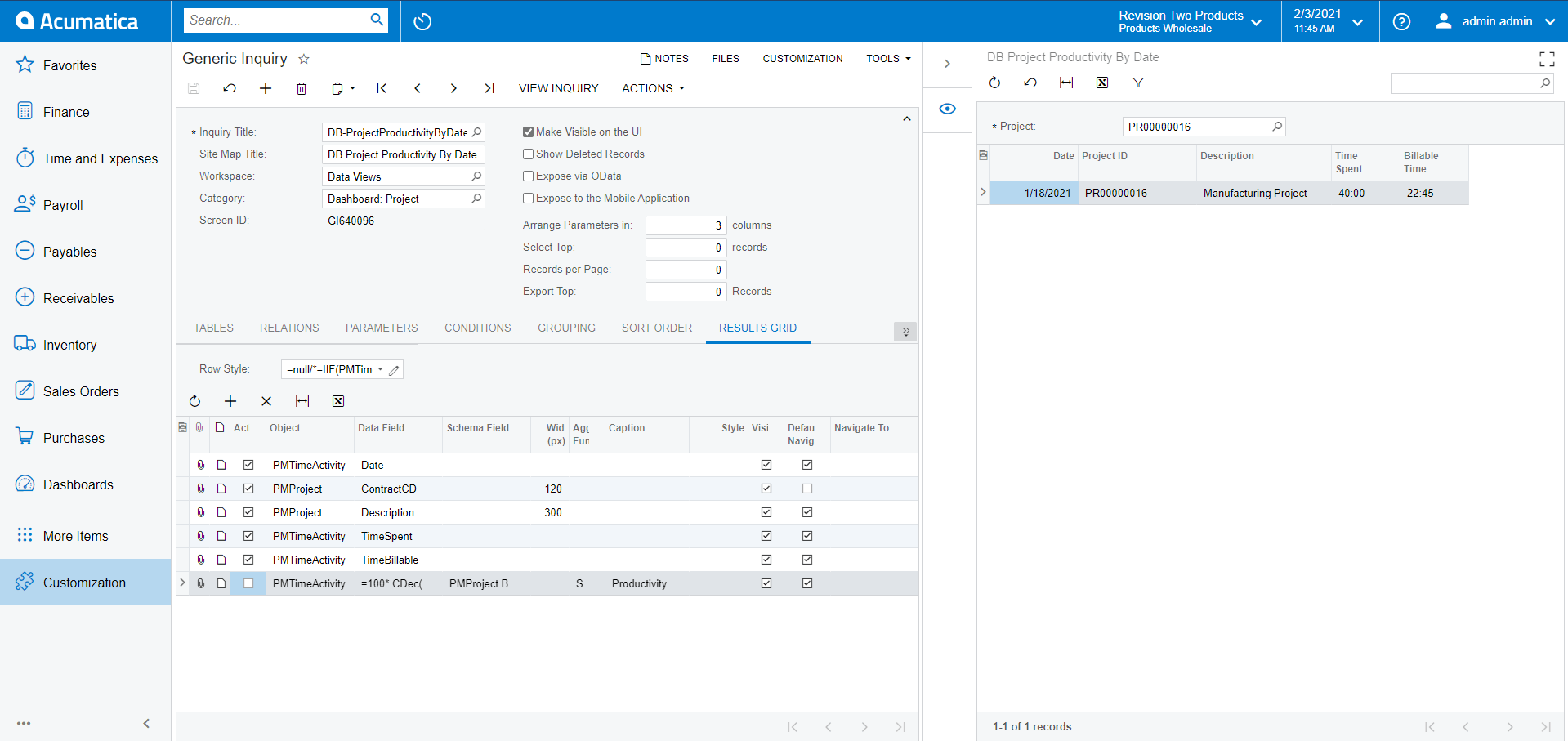 SS04-GI Comment utiliser Acumatica Generic Inquiry Row Styles avec des valeurs agrégées