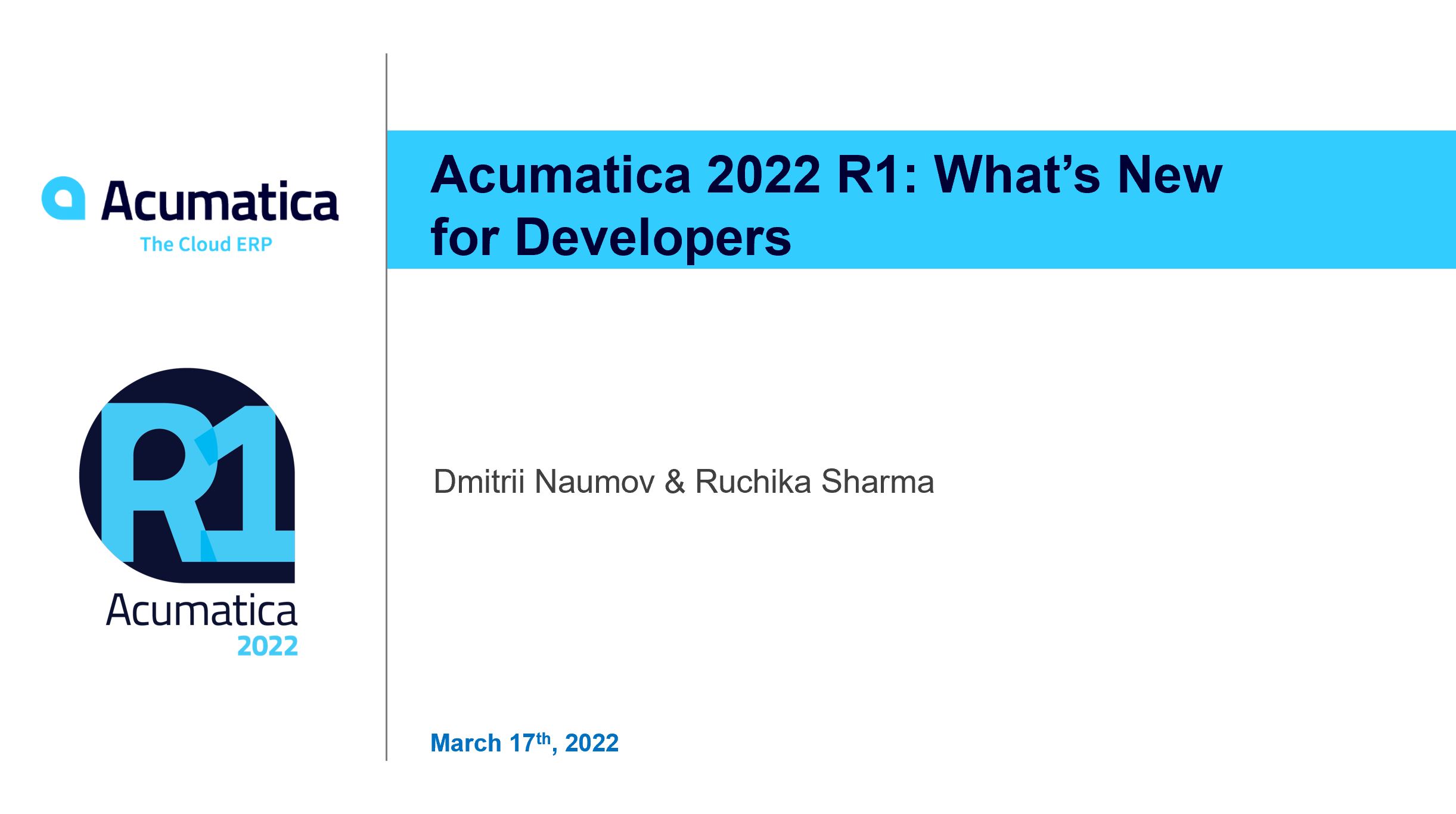 Webinaire Acumatica : Quoi de neuf pour les développeurs en 2022 R1