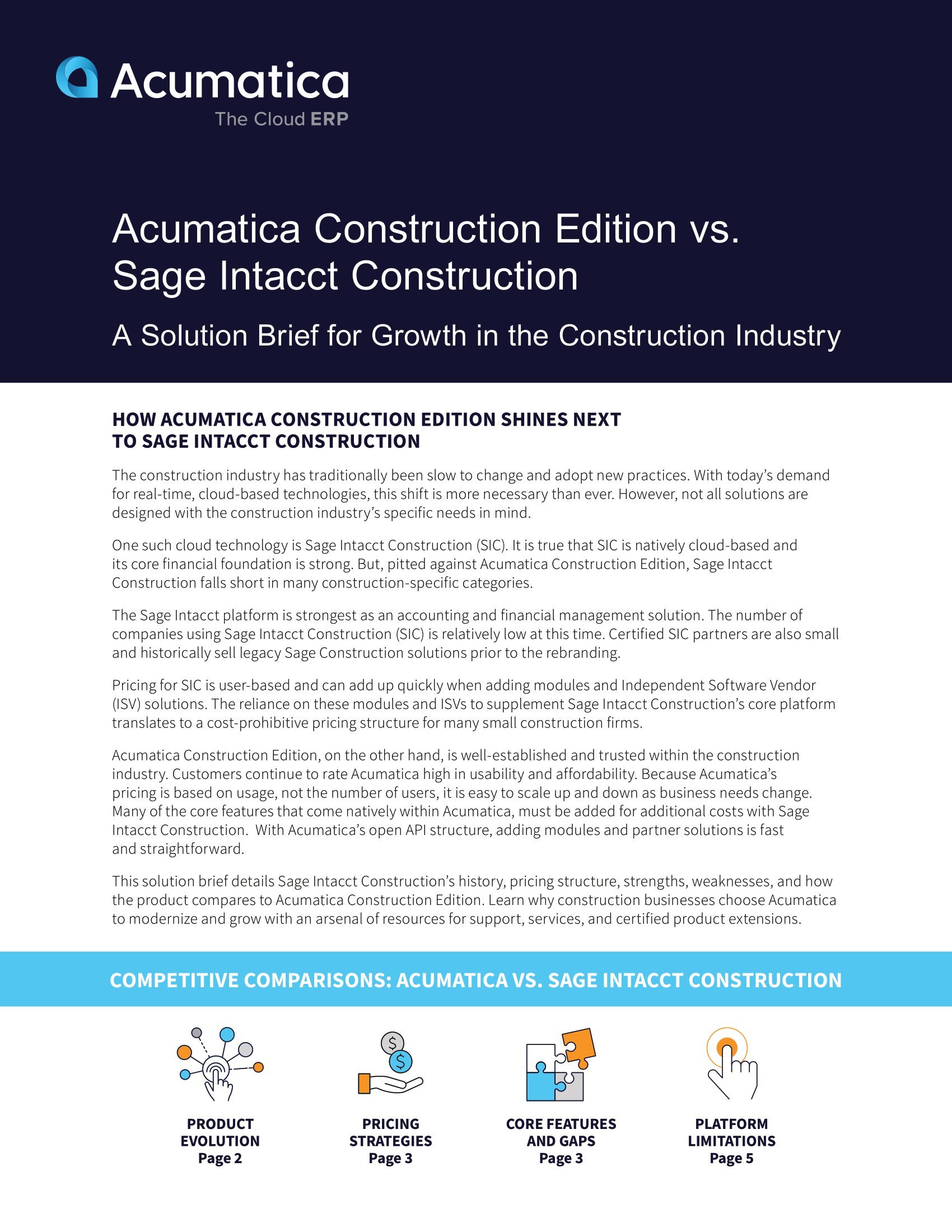 Comparaison d’Acumatica Construction Edition à Sage Intacct Construction