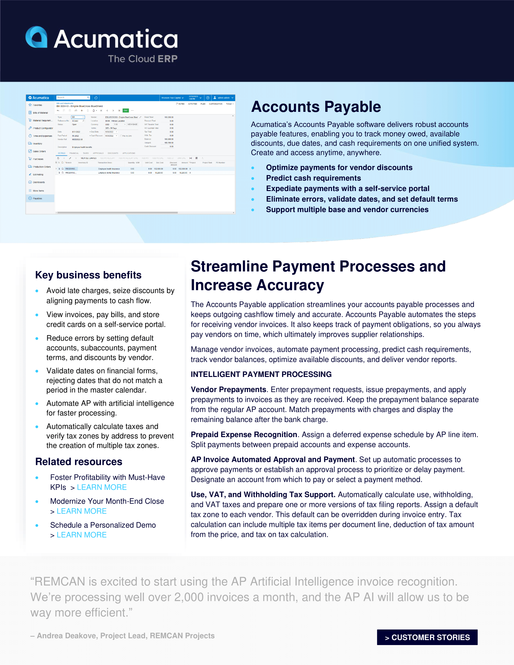 Fiche produits des comptes fournisseurs