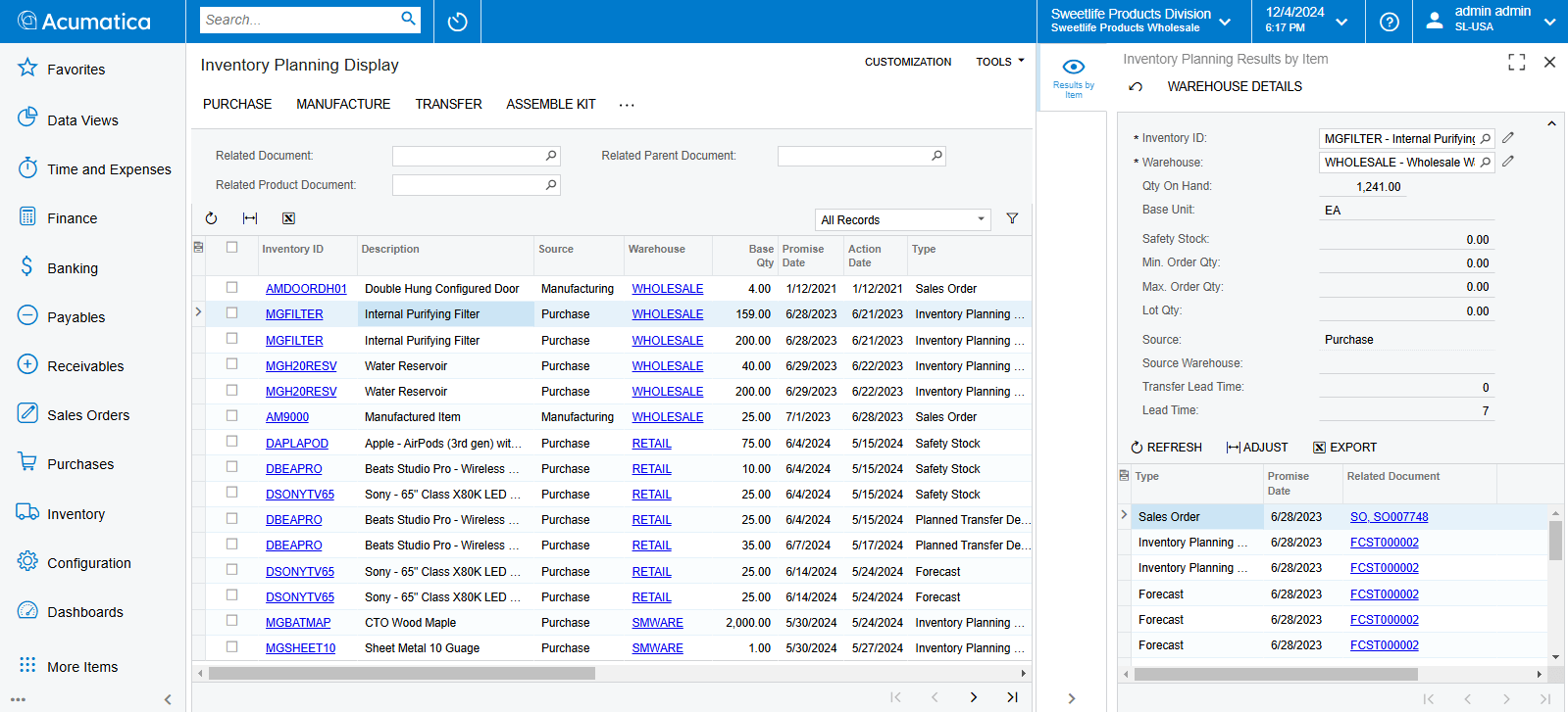 Capture d’écran du produit Acumatica pour montrer les capacités comptables avancées d’Acumatica par rapport à QuickBooks
