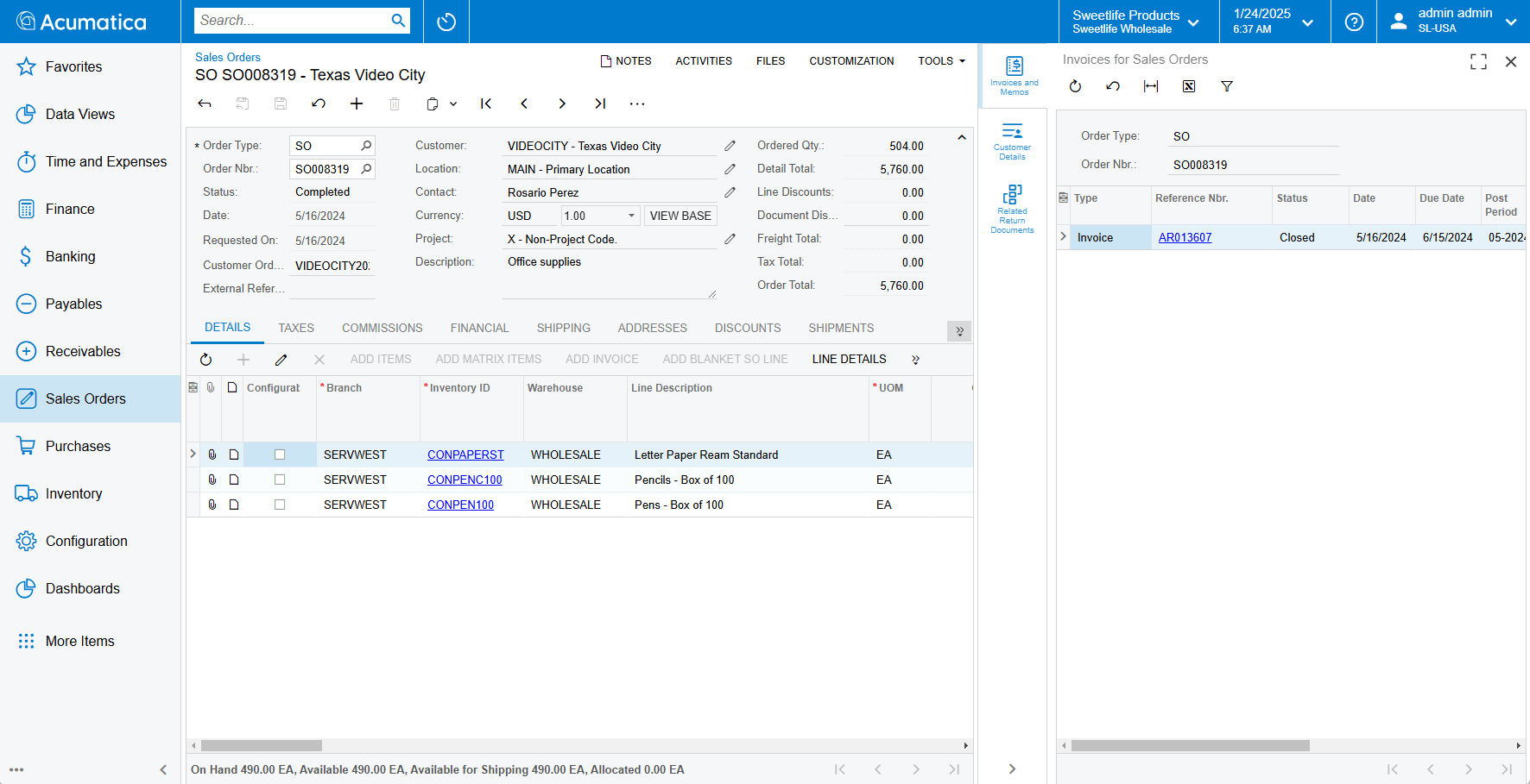 Capture d’écran du produit Acumatica pour montrer les capacités comptables avancées d’Acumatica par rapport à QuickBooks