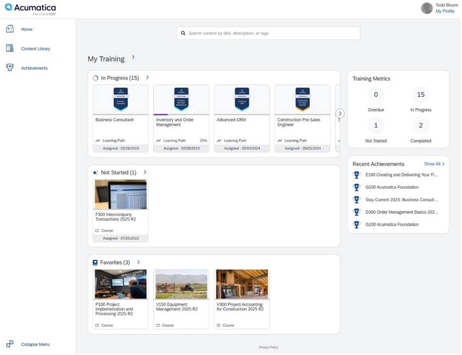 Nouveautés à Acumatica Partner University : les dernières mises à jour et améliorations